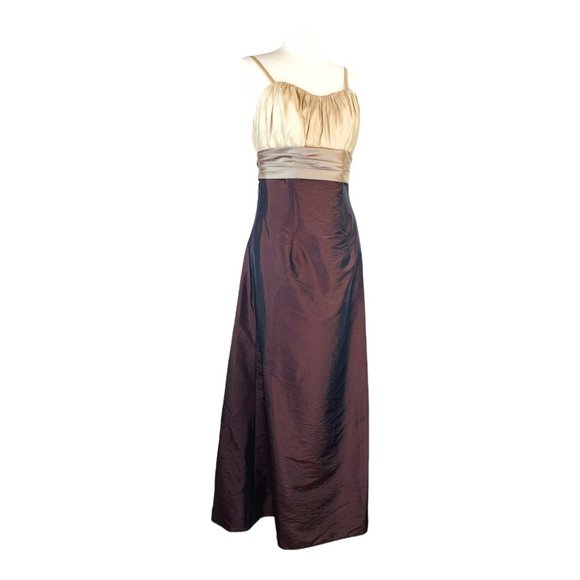 Impression Bridal Formal Maxi Dress Bridesmaids Satin A-line Brown Prom Sweet 16 - Picture 8 of 12